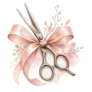 (2 Qty) Scissors Pink Ribbon Bow - DTF transfer