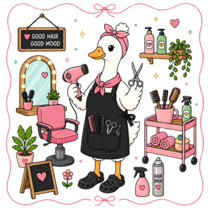 (2 Qty) Retro Duckling Salon - DTF transfer