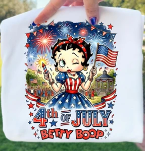 (total 16 Qty, 10 qty Adult 11" @$4.99 and 6 Qty kid size 6/7" @$3.99) 4th of July Betty Boop - DTF transfer