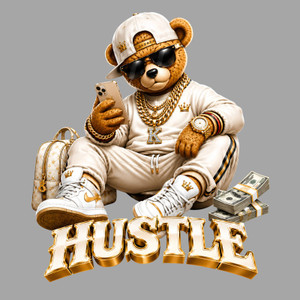 (10 Qty) Hustle Bear (size 11 x 12") - custom DTF transfer