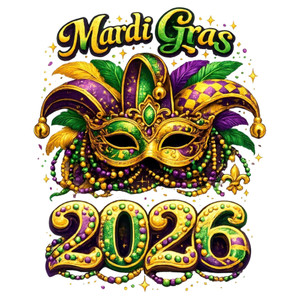 (2 Qty) Mardi Gra 2026 Mask - DTF transfers