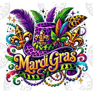 (2 Qty) Mardi Gras Hat - DTF transfers