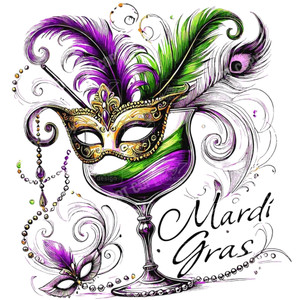 (2 Qty) Mardi Gras Glass - DTF transfers