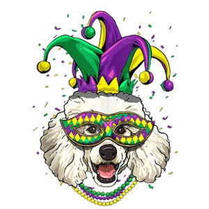 (2 Qty) Mardi Gras Puppy - DTF transfers