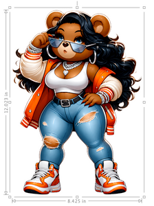 (10 Qty) Blue Jeans Bear Cartoon Girl with Glasses (12 x 8.4) - DTF transfers