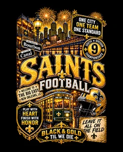 (2 Qty) Saints Football Black & Gold til we die -  DTF transfers