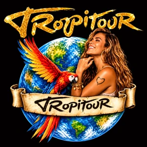 (2 Qty) Tropi Tour Lady with red Parrot over the earth -  custom DTF transfers