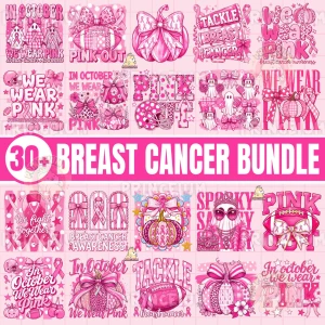(2 qty) Any 2 design of our Pink theme Breast Cancer awareness Ribbon - DTF transfer