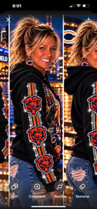 (1 front Bears Girl Skyline+ 2 Sleeves+ 5 Sparkle Scattered Rhinestone) custom DTF transfers