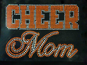 CHEER MOM Text (Orange) Mothers Day Rhinestone Transfer CHEER MOM Text (Orange) Mothers Day Rhinestone Transfer