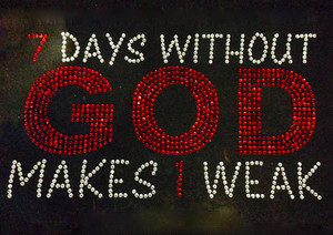7 Days Without God Makes 1 Weak Religious Rhinestone Transfer