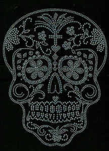 Sugar Skull Clear Rhinestone transfer iron on Sugar Skull Clear Rhinestone transfer iron on