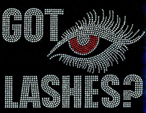 Got Lashes RED Eye Rhinestone Transfer Iron on Got Lashes RED Eye Rhinestone Transfer Iron on