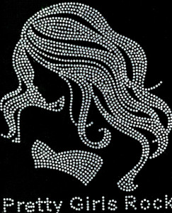 Pretty Girls Rock Charming Girl Afro Rhinestone Transfer Pretty Girls Rock Charming Girl Afro Rhinestone Transfer