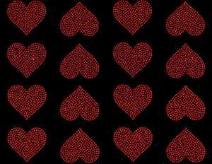 Hearts 2" inch (16 qty) Hearts Rhinestone Transfer Iron on Hearts 2" inch (16 qty) Hearts Rhinestone Transfer Iron on