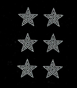 (6 qty) 2" Star CLEAR Rhinestone Transfer Iron on (6 qty) 2" Star CLEAR Rhinestone Transfer Iron on