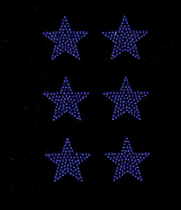 (6 qty) 2" Star (Cobalt Blue) Rhinestone Transfer Iron on (6 qty) 2" Star (Cobalt Blue) Rhinestone Transfer Iron on