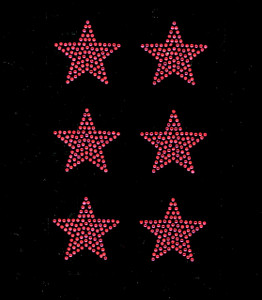 (6 qty) 2" Star (FUCHSIA Hot Pink) Rhinestone Transfer (6 qty) 2" Star (FUCHSIA Hot Pink) Rhinestone Transfer