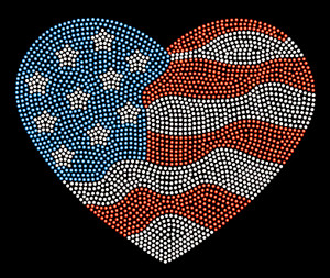 USA Heart waves 4th of July Rhinestone Transfer USA Heart waves 4th of July Rhinestone Transfer
