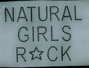(Text) Natural Girls Rock (Black text Clear outline) Afro Rhinestone Transfer (Text) Natural Girls Rock (Black text Clear outline) Afro Rhinestone Transfer