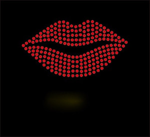 (6 qty) Lips 4" Red Rhinestone Transfer Iron On (6 qty) Lips 4" Red Rhinestone Transfer Iron On