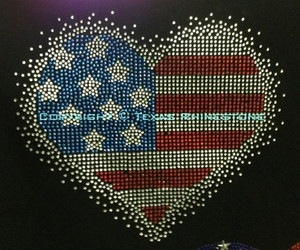 USA Heart Spray 4th of July Rhinestone Transfer USA Heart Spray 4th of July Rhinestone Transfer