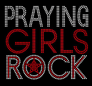 Praying Girls Rock Red Religious Rhinestone Transfer Praying Girls Rock Red Religious Rhinestone Transfer