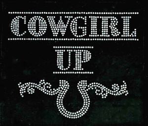 (Text) Cowgirl Up clear with horse shoe Rhinestone Transfer (Text) Cowgirl Up clear with horse shoe Rhinestone Transfer