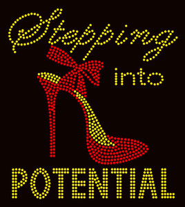 Stepping into Potential Slim Heel Stiletto Golden Rhinestone Transfer Stepping into Potential Slim Heel Stiletto Golden Rhinestone Transfer