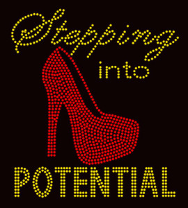 Stepping into Potential Full RED Heel Stiletto Golden Rhinestone Transfer Stepping into Potential Full RED Heel Stiletto Golden Rhinestone Transfer