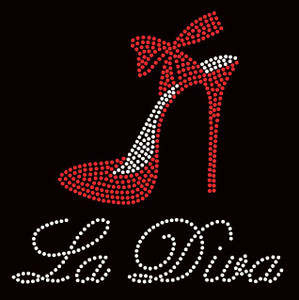 La Diva Heel Stiletto RED Rhinestone Transfer La Diva Heel Stiletto RED Rhinestone Transfer