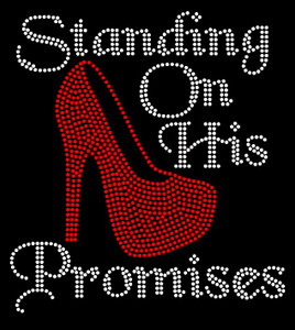 (Red Heel) AB Clear Standing On His Promises Heel Stiletto Religious Rhinestone Transfer (Red Heel) AB Clear Standing On His Promises Heel Stiletto Religious Rhinestone Transfer