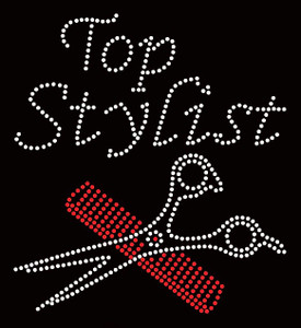 Top Stylist Comb Scissor Hair Rhinestone Transfer