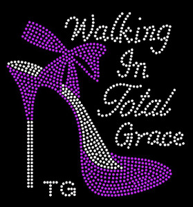 (Purple TG) Walking in Total Grace TG Heel Stiletto Rhinestone Transfer (Purple TG) Walking in Total Grace TG Heel Stiletto Rhinestone Transfer