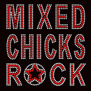 Mixed Chicks Rock red Rhinetstone Transfer Iron on Mixed Chicks Rock red Rhinetstone Transfer Iron on