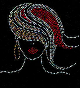 (Golden Red) Afro Girl Straight hair Rhinestone Transfer