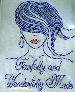 (Cobalt Blue) Fearfully And Wonderfully Made Afro Girl Straight hair Rhinestone Transfer (Cobalt Blue) Fearfully And Wonderfully Made Afro Girl Straight hair Rhinestone Transfer