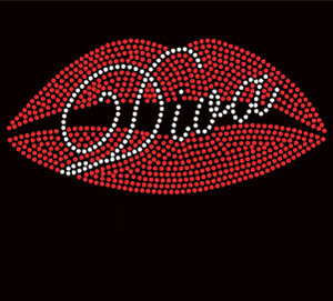 Lips Diva Rhinestone Transfer Iron On Lips Diva Rhinestone Transfer Iron On