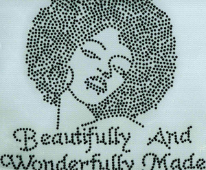 (Black) Beautifully And Wonderfully Made Afro Lady Girl Rhinestone Transfer (Black) Beautifully And Wonderfully Made Afro Lady Girl Rhinestone Transfer