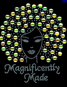 Magnificently Made Afro Girl (13mm Golden hair) Rhinestone Transfer Magnificently Made Afro Girl (13mm Golden hair) Rhinestone Transfer