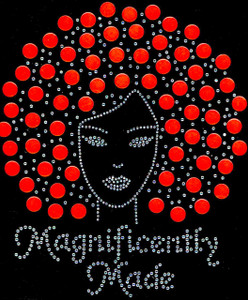 Magnificently Made Afro Girl (13mm Orange hair) Rhinestone Transfer Magnificently Made Afro Girl (13mm Orange hair) Rhinestone Transfer