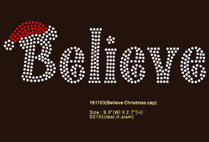 Believe with Cap Christmas Rhinestone Transfer