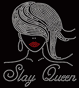 Slay Queen Afro Girl Straight hair Rhinestone Transfer Slay Queen Afro Girl Straight hair Rhinestone Transfer
