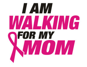 (2 qty) I am walking for my Mom Ribbon Cancer awareness (Text) Vinyl Transfer (Black & Fuchsia)