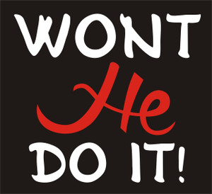 (2 Qty)Won't He do it Vinyl Transfer (White & Red)