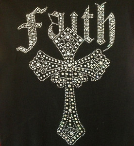 Faith Cross Religious Rhinestone Transfer Iron On Faith Cross Religious Rhinestone Transfer Iron On