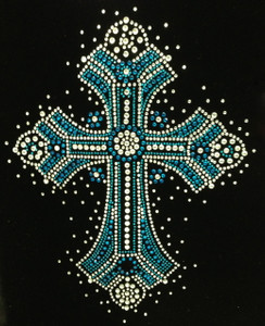 Cross Ceramic Spray Blue Religious Rhinestone transfer iron on Cross Ceramic Spray Blue Religious Rhinestone transfer iron on