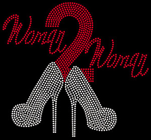 (Red) Woman 2 Woman Heels Woman to Woman Rhinestone transfer (Red) Woman 2 Woman Heels Woman to Woman Rhinestone transfer