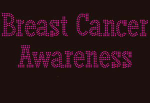 (Fuchsia Text) Breast Cancer Awareness Rhinestone Transfer (Fuchsia Text) Breast Cancer Awareness Rhinestone Transfer