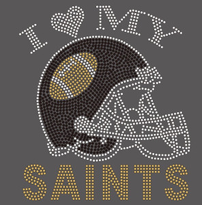 I Love my Saints Helmet Football custom Rhinestone Transfer I Love my Saints Helmet Football custom Rhinestone Transfer
